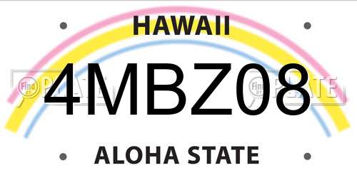 4MBZ08 Hawaii License Plate