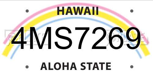 4MS7269 Hawaii License Plate