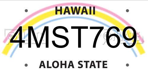 4MST769 Hawaii License Plate