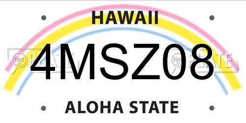 4MSZ08 Hawaii License Plate