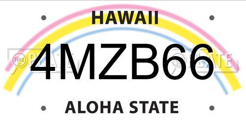 4MZB66 Hawaii License Plate