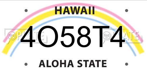 4O58T4 Hawaii License Plate