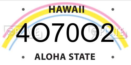 4O70O2 Hawaii License Plate
