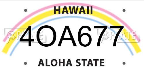 4OA677 Hawaii License Plate