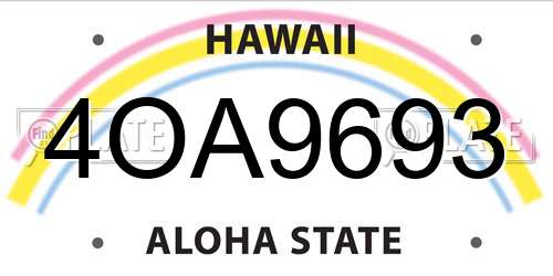 4OA9693 Hawaii License Plate