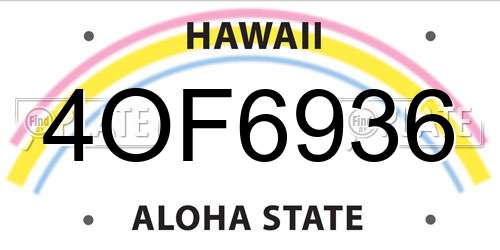 4OF6936 Hawaii License Plate