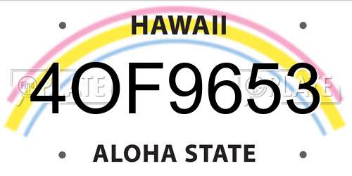 4OF9653 Hawaii License Plate