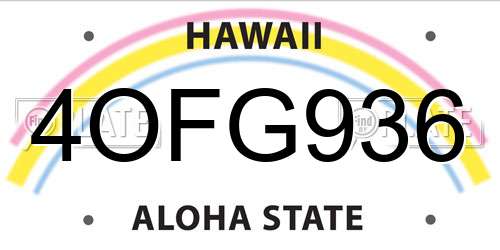 4OFG936 Hawaii License Plate
