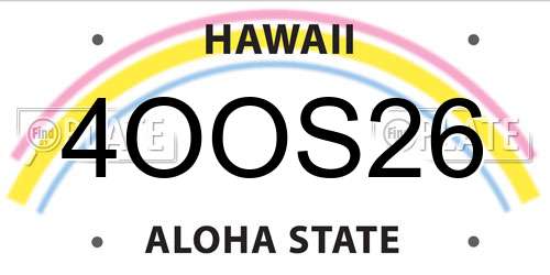 4OOS26 Hawaii License Plate