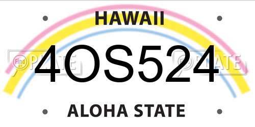 4OS524 Hawaii License Plate