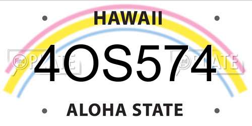 4OS574 Hawaii License Plate