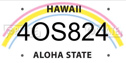 4OS824 Hawaii License Plate