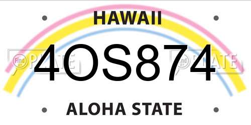 4OS874 Hawaii License Plate