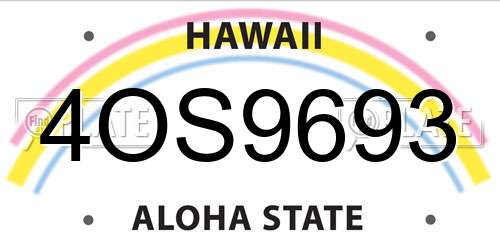 4OS9693 Hawaii License Plate