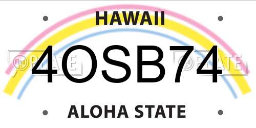 4OSB74 Hawaii License Plate