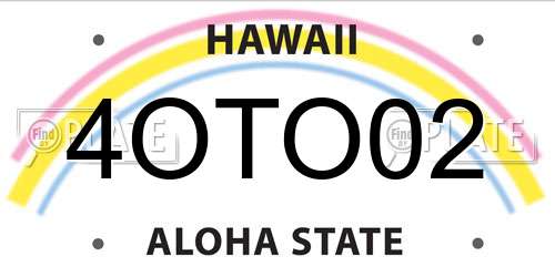 4OTO02 Hawaii License Plate