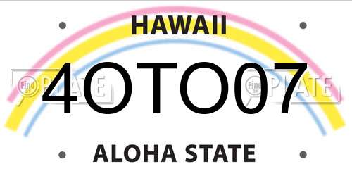 4OTO07 Hawaii License Plate