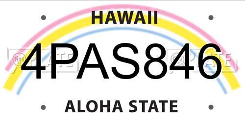 4PAS846 Hawaii License Plate