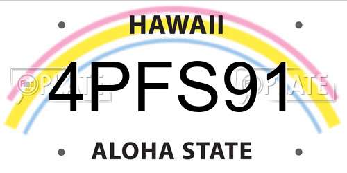 4PFS91 Hawaii License Plate