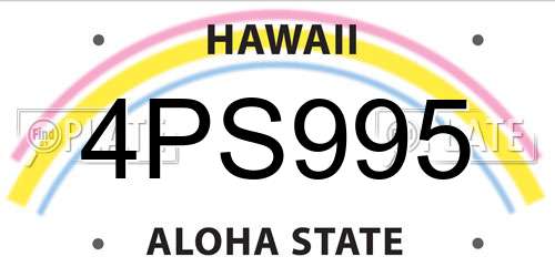 4PS995 Hawaii License Plate