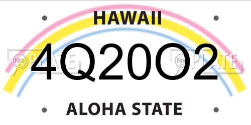4Q20O2 Hawaii License Plate