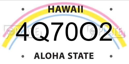 4Q70O2 Hawaii License Plate