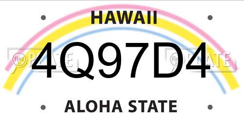 4Q97D4 Hawaii License Plate