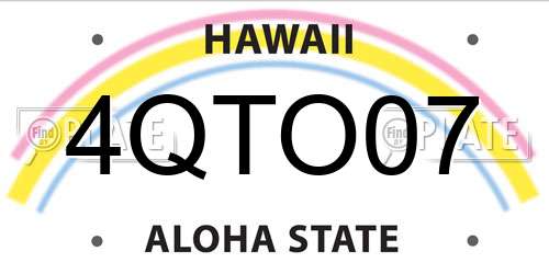 4QTO07 Hawaii License Plate
