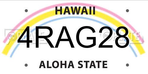 4RAG28 Hawaii License Plate