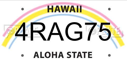 4RAG75 Hawaii License Plate