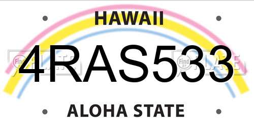 4RAS533 Hawaii License Plate