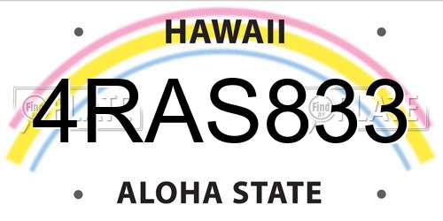 4RAS833 Hawaii License Plate