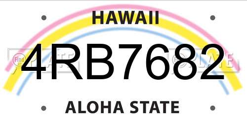 4RB7682 Hawaii License Plate