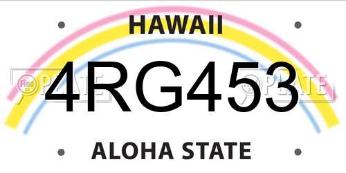 4RG453 Hawaii License Plate