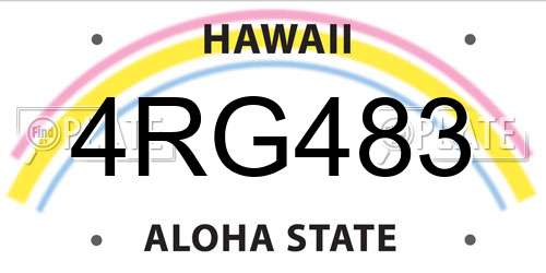 4RG483 Hawaii License Plate