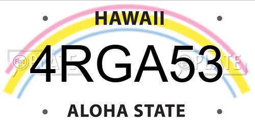 4RGA53 Hawaii License Plate