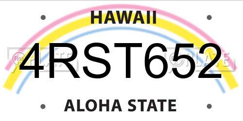 4RST652 Hawaii License Plate