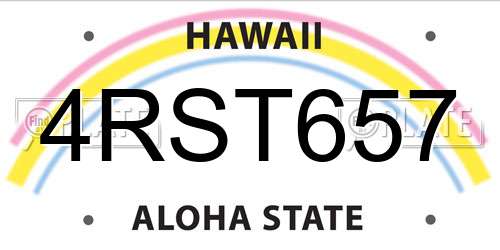4RST657 Hawaii License Plate