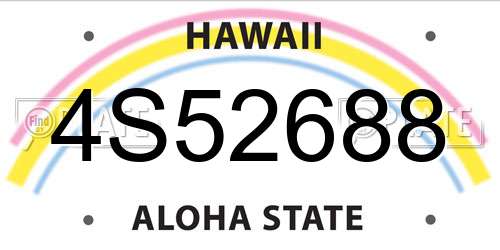4S52688 Hawaii License Plate