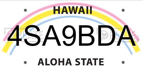 4SA9BDA Hawaii License Plate