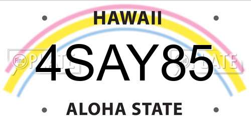 4SAY85 Hawaii License Plate