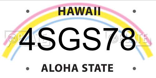 4SGS78 Hawaii License Plate