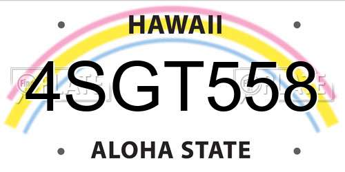 4SGT558 Hawaii License Plate