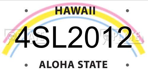 4SL2012 Hawaii License Plate