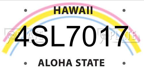4SL7017 Hawaii License Plate