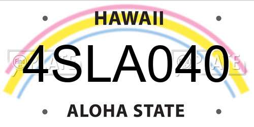 4SLA040 Hawaii License Plate
