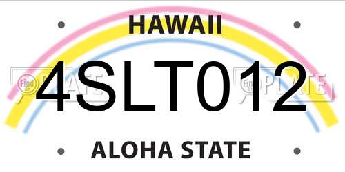 4SLT012 Hawaii License Plate