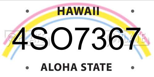 4SO7367 Hawaii License Plate