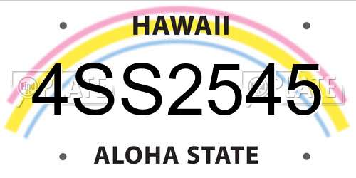 4SS2545 Hawaii License Plate