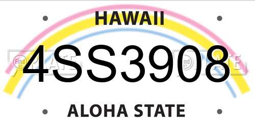 4SS3908 Hawaii License Plate